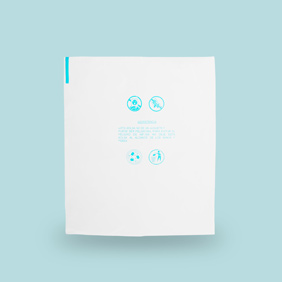 Bolsa impresa con advertencia de seguridad e íconos – uso industrial