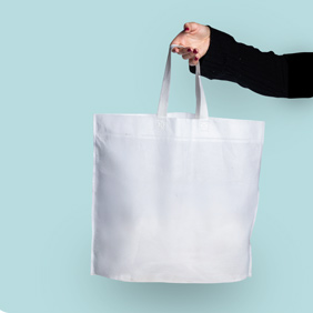 Bolsa friselina con manijas o troquel oval